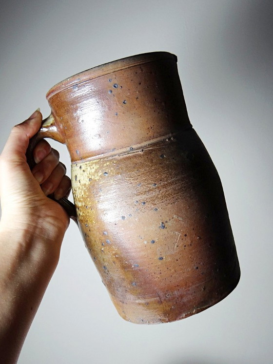 Grote antieke gepyritiseerde Puisaye aardewerken kan, eind 19e eeuw – Ancien, Decoratieve objecten, Ceramic (photo 4 of 14)