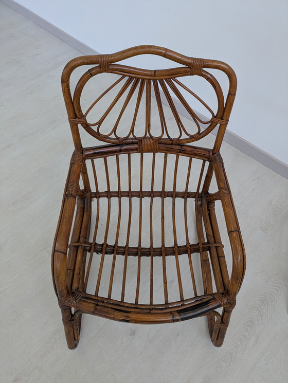 Image 1 of Salon en bambou - Fauteuils, table basse et porte-manteau - Vintage