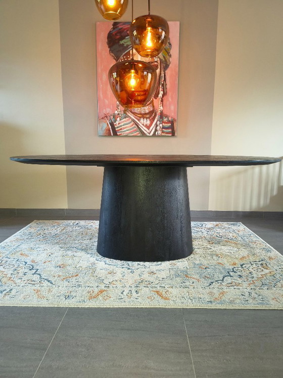 Image 1 of Oval Dining Table Aron Mango Wood Black – 200cm