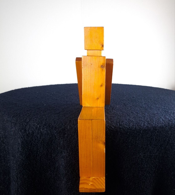 Figura geometrica minimalista vintage in legno di pino, Sculture, Marrone (foto 10 di 14)
