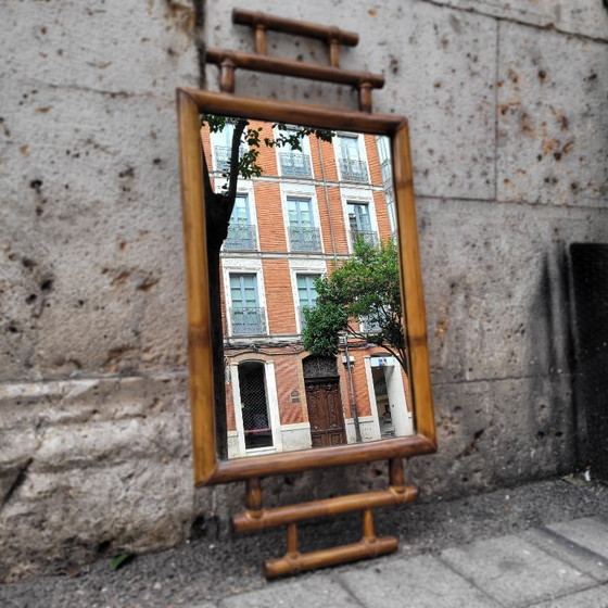 Image 1 of Koloniale spiegel met bamboe frame, 1900 - Frankrijk