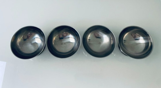 Image 1 of Set di 4 coppe vintage in acciaio inox su piedistallo
