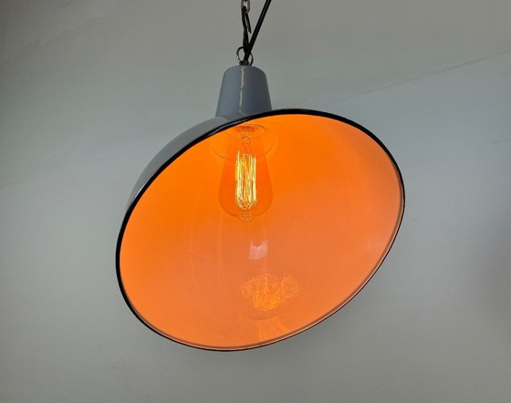 Image 1 of Suspension industrielle en émail gris, années 1960