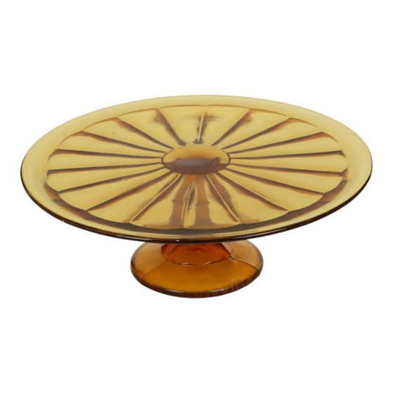 Image 1 of Piatto da torta Art Déco color ambra