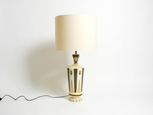 Beautiful very large ceramic table lamp with Egyptian motifs by Nicolas Blandin, Paris