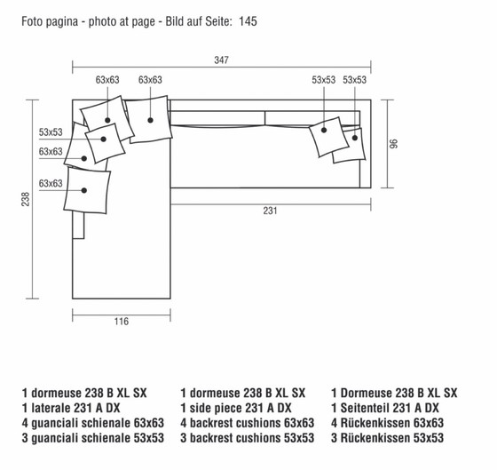 Image 1 of Divano Angolare Design, Marrone, Pouf, Grande - Verzelloni Link