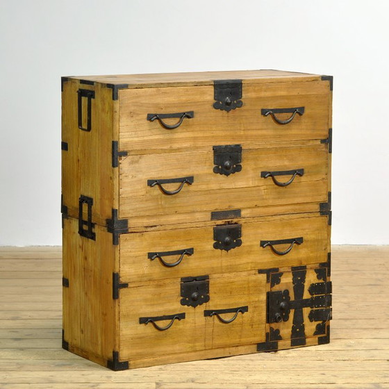 Japanese Tansu chest of drawers, circa 1870, Iron, Wood, Black (photo 3 of 15)