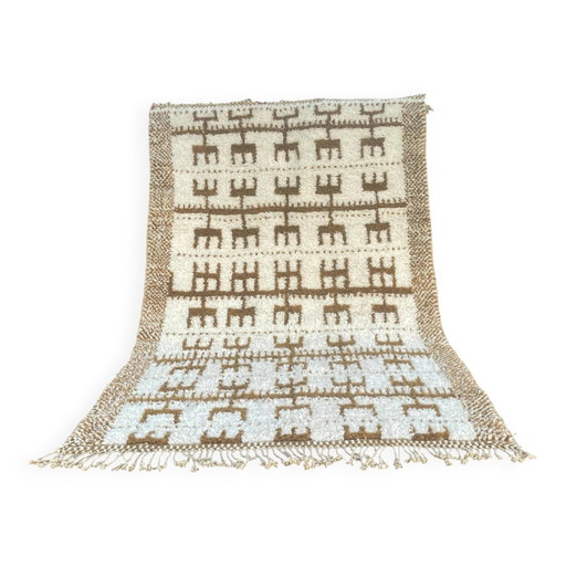 Tappeto berbero marocchino crema e cammello 250x200 cm – motivi geometrici