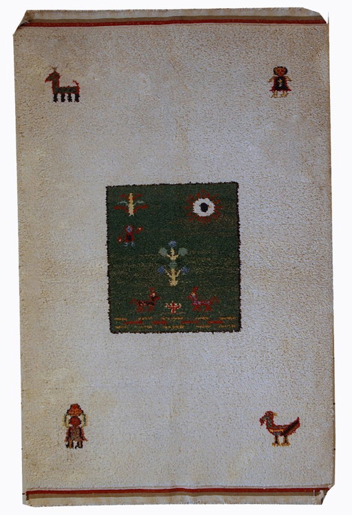 Alfombra persa Gabbeh vintage hecha a mano, 140 cm x 215 cm (4,6' x 7'), década de 1960 - 1C344