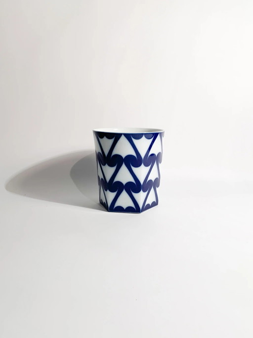 Rosenthal Studio Linie Vaso in Porcellana Bianco e Blu, Anni '80