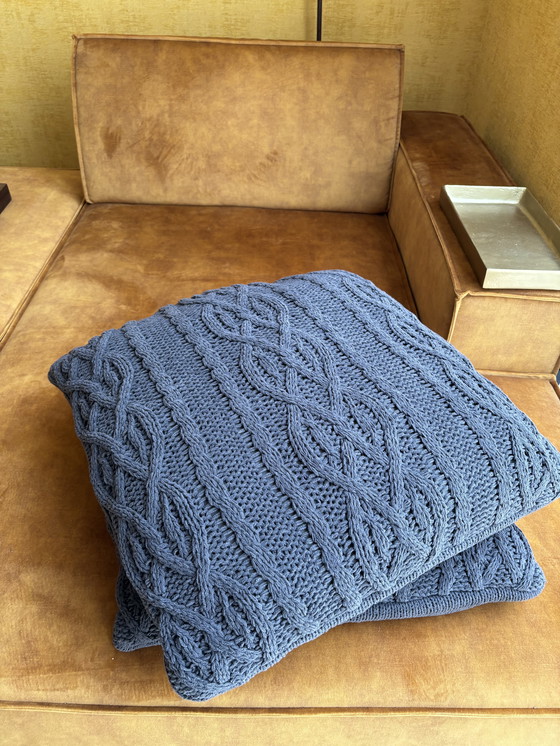 Image 1 of Coussin décoratif, gris, tricoté, 60x60