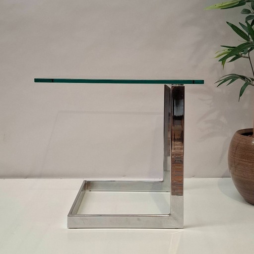 Vintage Gebra Bjzettafel van Glas en Chroom
