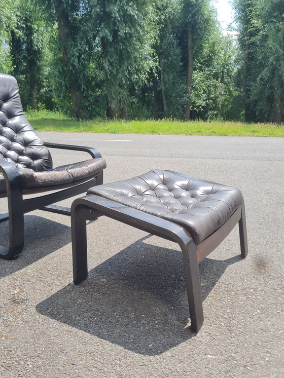 Image 1 of Poem Lounge Chair with Hocker - Noboru Nakamura for IKEA - 1970s