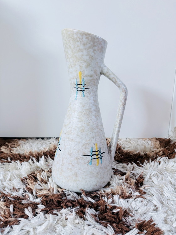 Vaso in ceramica vintage della Germania Ovest con manico, decoro grafico, 38 cm, Scheurich W-Germany, Vasi (foto 14 di 14)