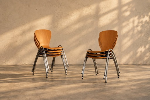6x silla escolar vintage | sillas apilables