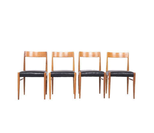 Lübke Wooden Dining Table Chairs, 1960S