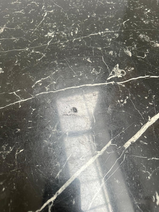 Image 1 of Vintage Nero Marquina Oval Marble Dining Table