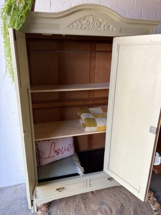 Antique vintage wardrobe, restyled, with mirrors, Wood, Green (photo 11 of 17)