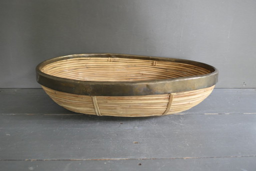 Ciotola/cestino vintage in rattan Gabriella Crespi ovale
