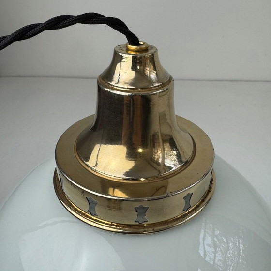 Image 1 of Lampada a sospensione vintage in vetro opalino, 23 cm XL