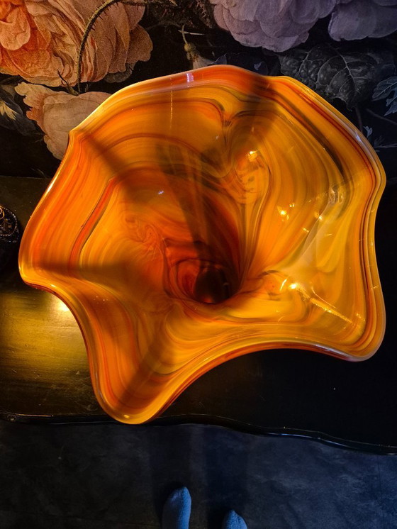 Image 1 of Murano stijl oranje grote glazen vaas 