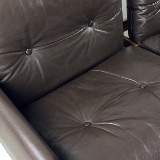 Image 1 of Sofá de dos plazas de nogal y cuero de Boris Hála para Ton, 1986