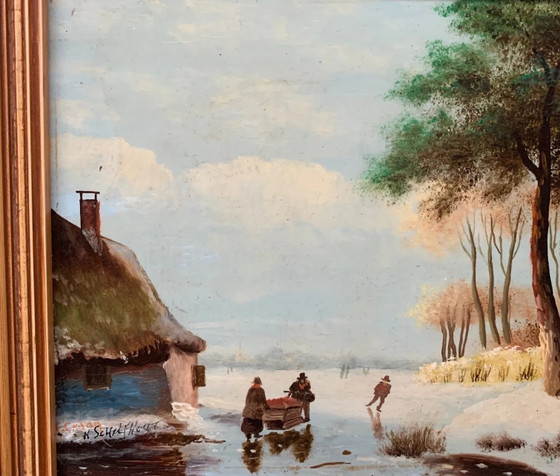 Table "Winter skating". – Paintings & Drawings, Wood (photo 4 of 6)