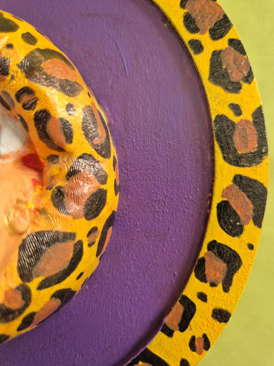 Image 1 of Colorful lips with tentacles and panther print.