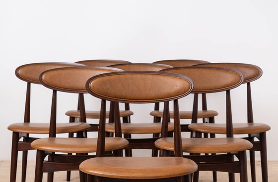 Image 1 of Ensemble de salle à manger moderne du milieu du siècle, table ronde avec 4 chaises Fredrik Kayser