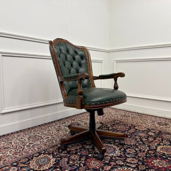 Silla de oficina Chesterfield verde – Sillas de oficina, Leather, Metal (photo 7 of 8)