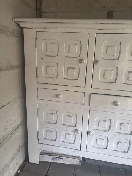 Image 1 of Grote Vintage Brutalist Buffetkast / Dressoir – 201 x 164 cm