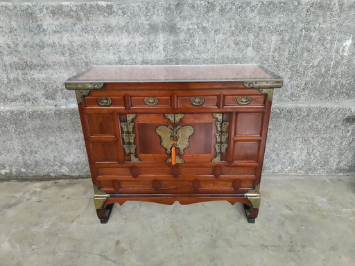 Baule antico coreano, mobile, cassettiera, baule vintage, tavolo-cassapanca, H 82 L 85 P 38 cm – dressoirs (photo 2 of 5)