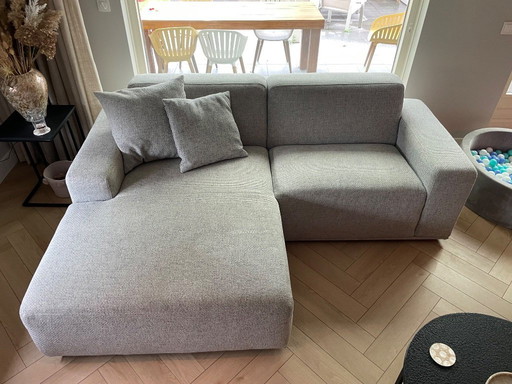Spacious gray sofa with chaise longue