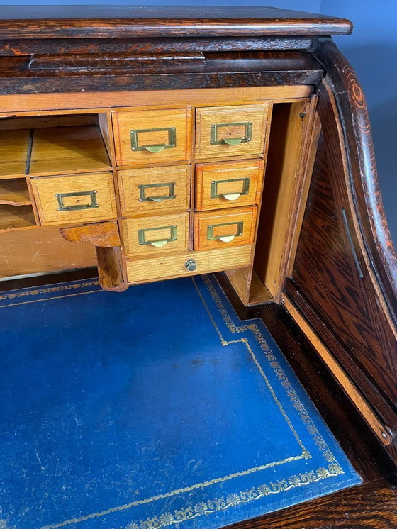 Image 1 of Escritorio americano Roll-Top, roble macizo, Checoslovaquia, años 30