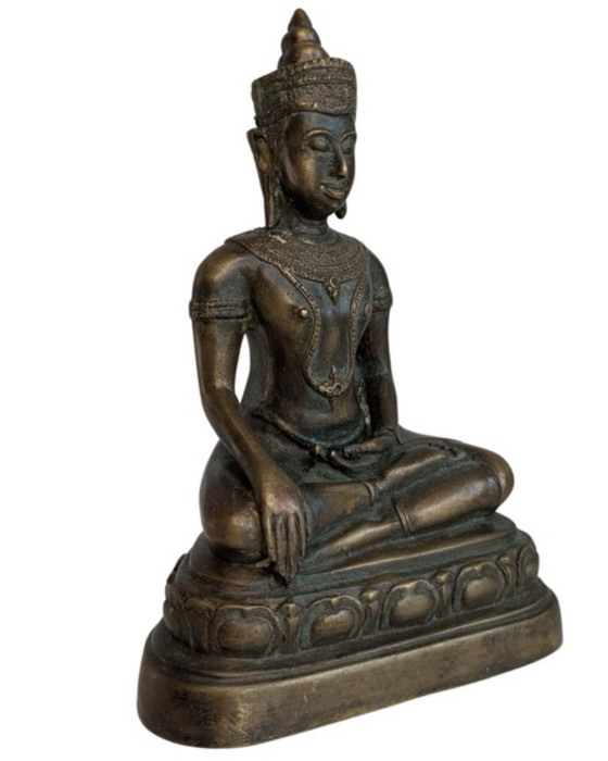 Zittende Boeddha van verguld brons – Ayutthaya-Rattanakosin-overgang – Beeldhouwkunst, Bronze, Gold (photo 2 of 9)