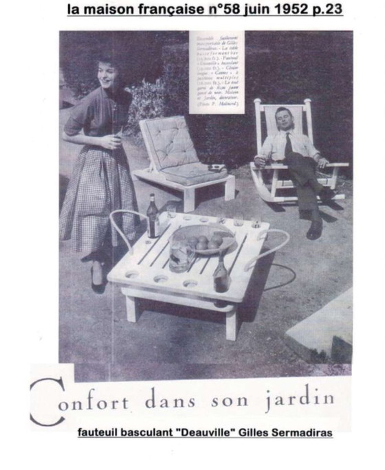 Image 1 of Gilles Sermadiras for Maison et Jardin, “Deauville” rocking chair, France