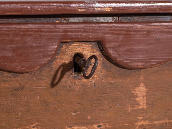 Cassettiera-scrittoio antica in pino – Rustica europea con ribalta – circa 1900 – Scrivanie (photo 21 of 39)