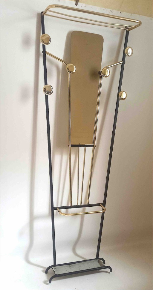 Coat rack with mirror 50s Height 177.3 cm