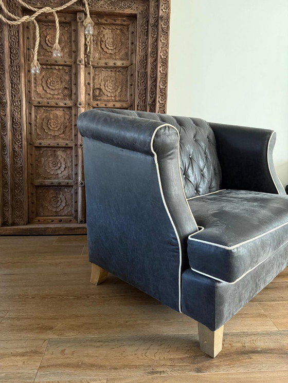 Image 1 of Rivièra Maison leren loveseat (twee stuks beschikbaar)