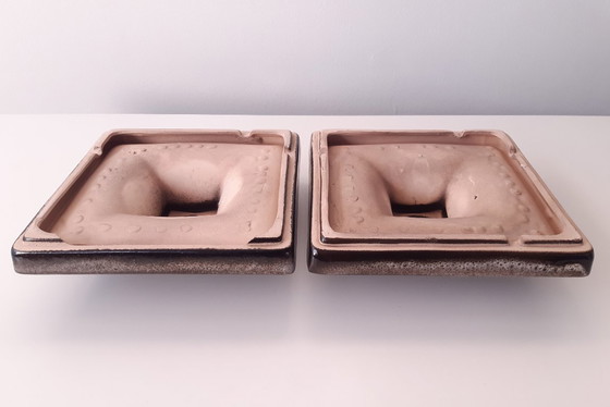 Image 1 of 1 of 5 Ceramic earthenware vintage wall lamps in brown tones, West Germany fat lava style, ceramic wall lamp, space age la