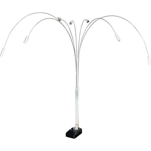 Vintage Italiaanse 7-armige boog vloerlamp, 1970