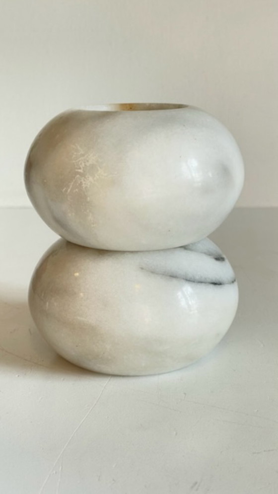 Image 1 of 2 MARBLE Ball Tealight Holders from the 70s