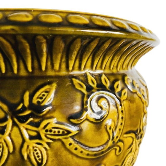 Image 1 of Vintage mid-century Majolica Uebelacker Keramik flower pot XL 28 cm West Germany 1960's