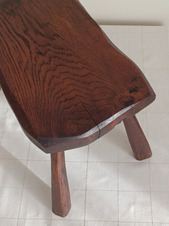 Image 1 of Vintage 1950s-1970s oak bench. Brutalist style.