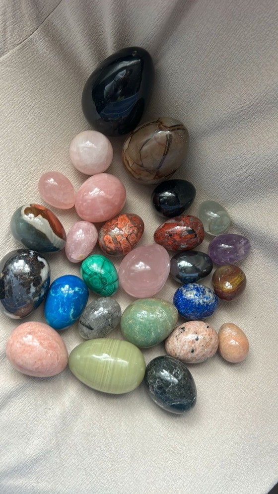 Image 1 of Set of 25 stone eggs in different colors