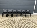6x Chaise de cabine Cassina Mario Bellini Harnais en cuir noir