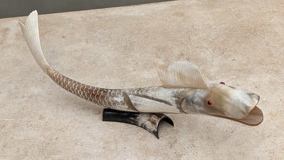 Image 1 of Grote vis creatie in buffelhoorn.