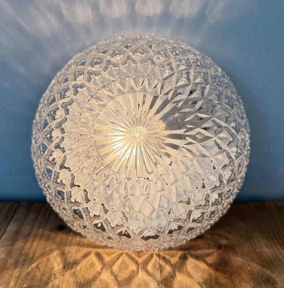Vintage glazen wand- of plafondlamp uit de jaren 70. – Wandlampen, Glass, Metal (photo 11 of 16)