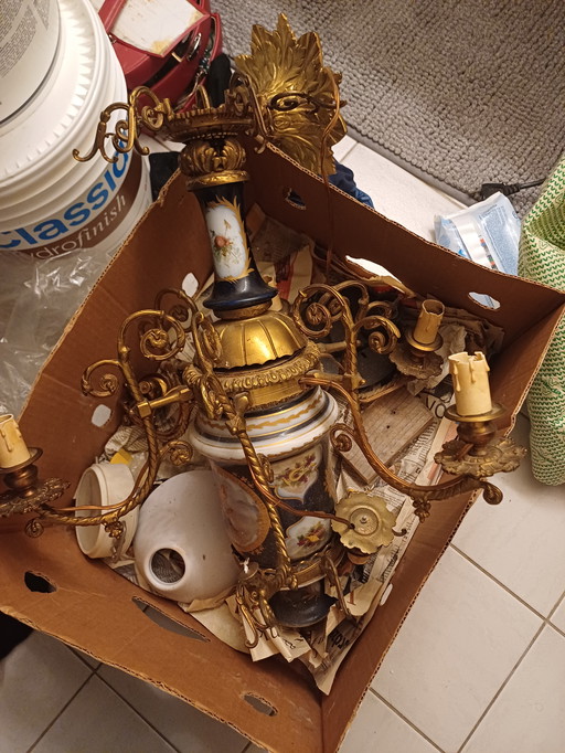 Beautiful copper, porcelain chandelier