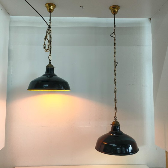 Image 1 of Lampada da caffè/soffitto industriale vintage in metallo/emaillen (4 in magazzino)